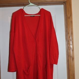 Red cardigan sweater